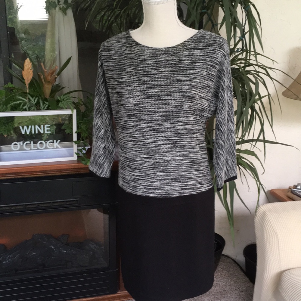 Loft Two Tone Black/White Dress- 6 Petite